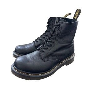 Doc Marten Women's Pascal Pebbled Leather Lace Up Boots Black Size 8 EU 39